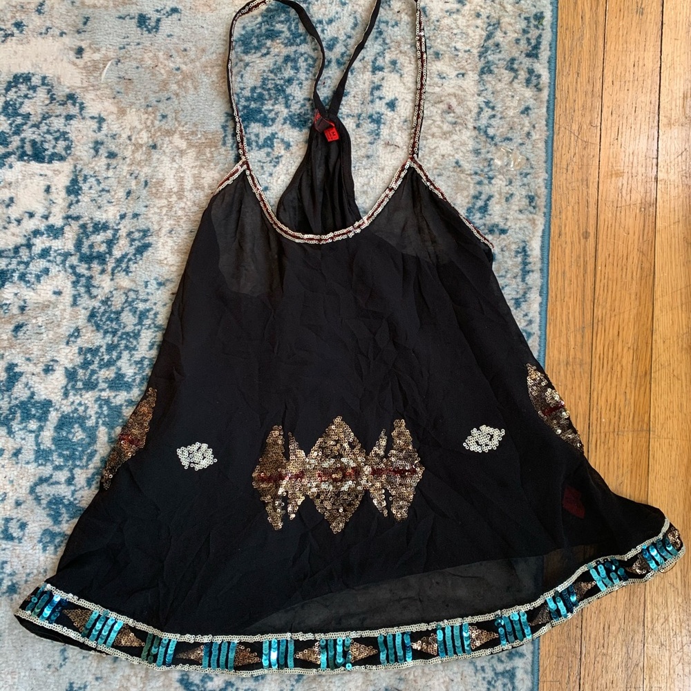 Black sequin tank top